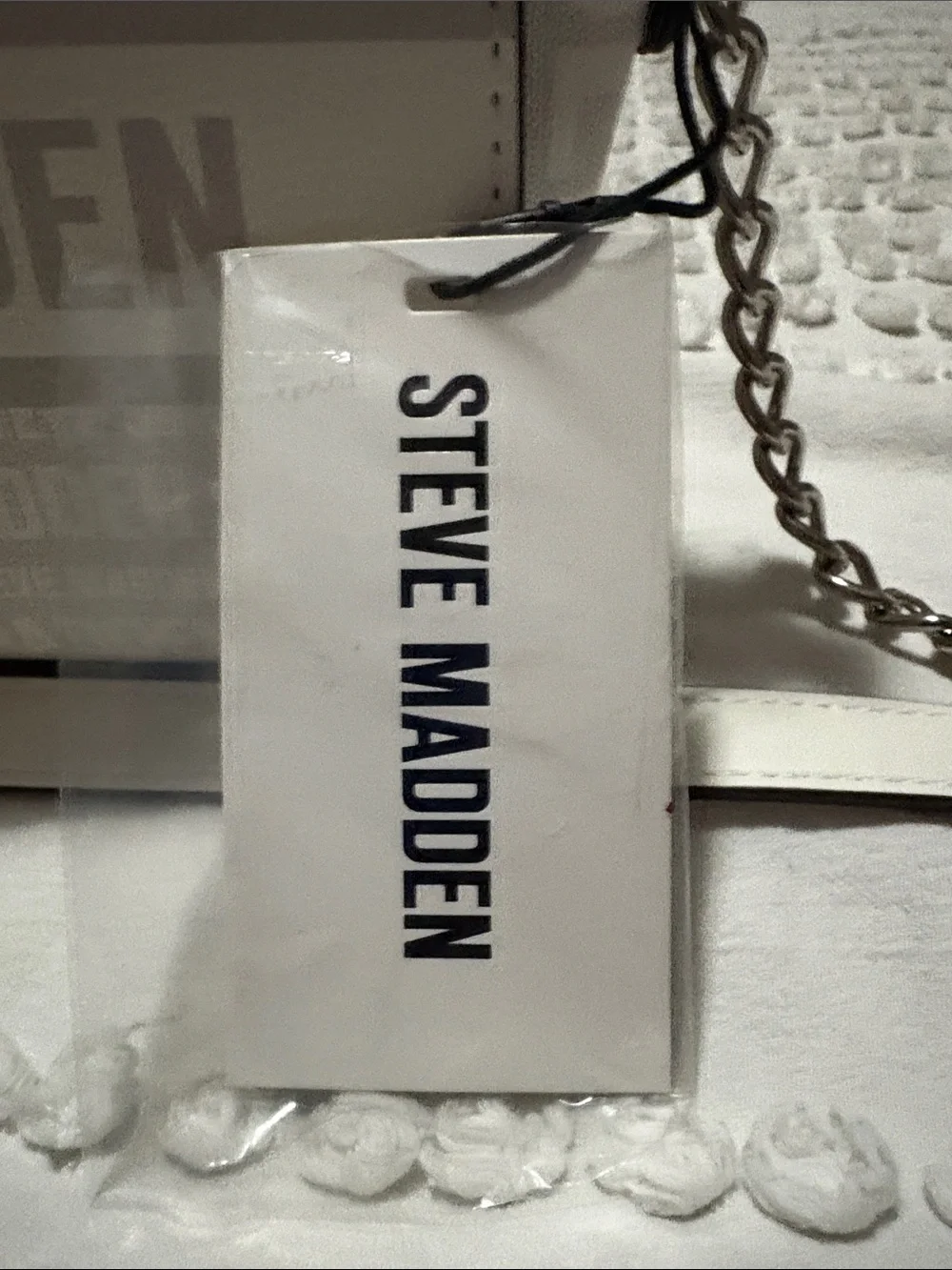 Steve Madden White Logo Print Crossbody Bag